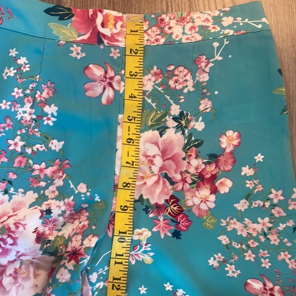 Cherry Blossom turquoise,blue Kimono high waisted wide leg pants,small,floral - Picture 11 of 13